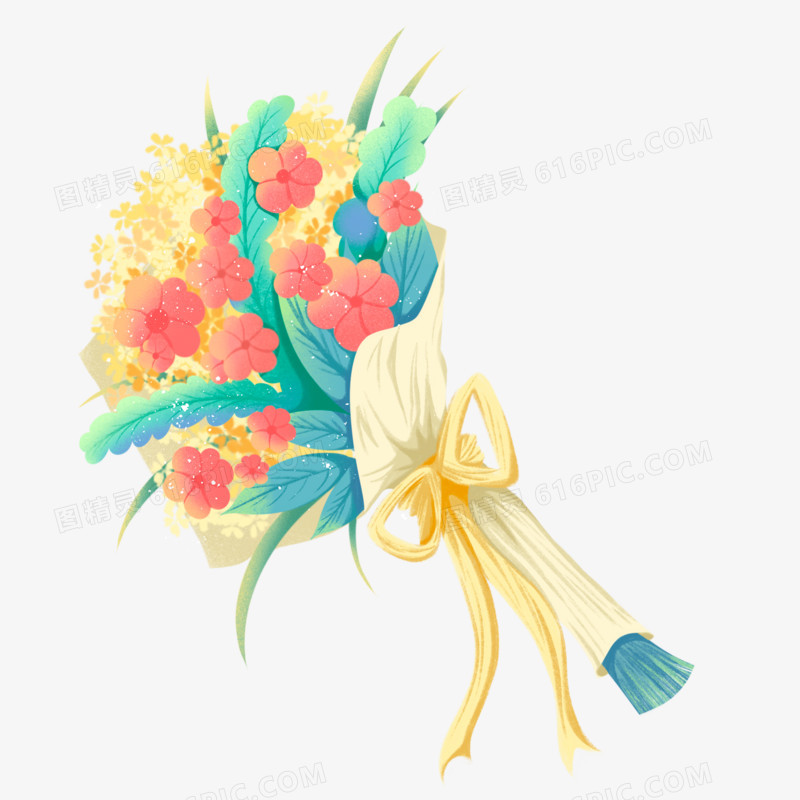 手绘花朵花束一束花插画元素