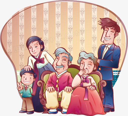 卡通幸福的一家人