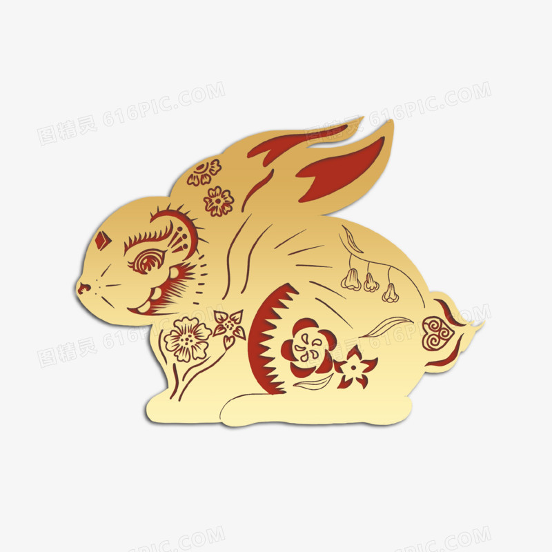 红金兔年兔子装饰素材