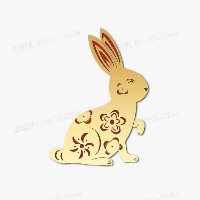 金色新年兔年兔子装饰精美素材