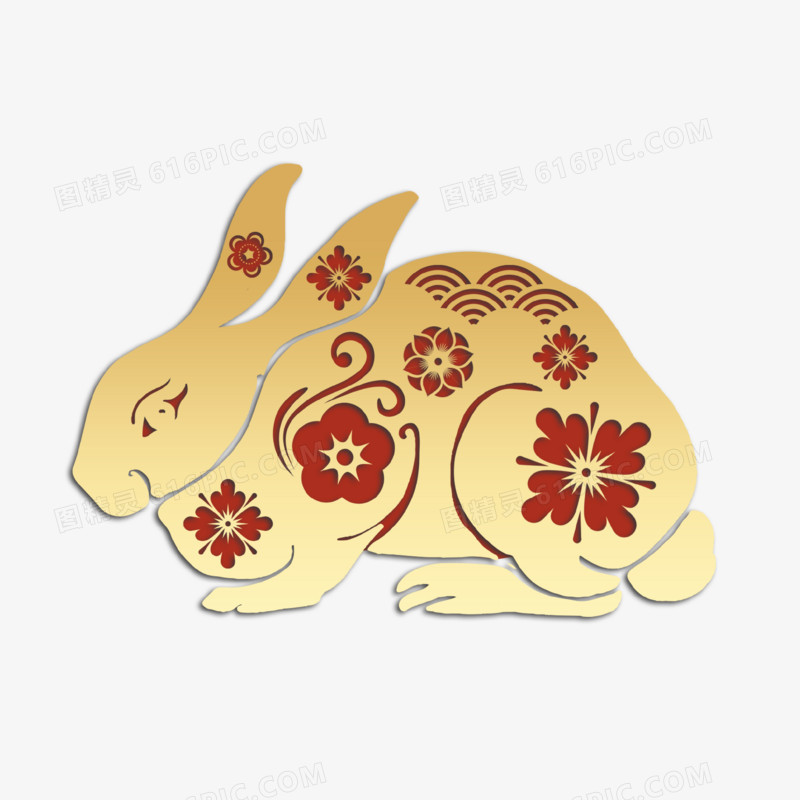 金色新年兔年兔子装饰素材