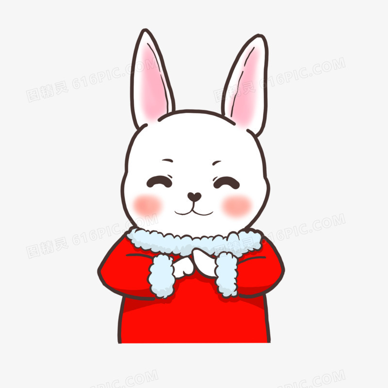手绘一只可爱的拜年小兔子素材