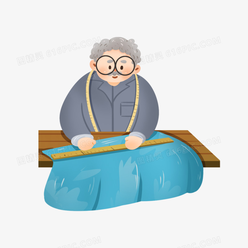手绘卡通裁缝铺子裁缝免抠元素