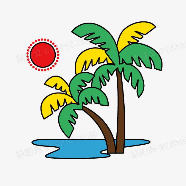 卡通图动物 卡通手绘椰树