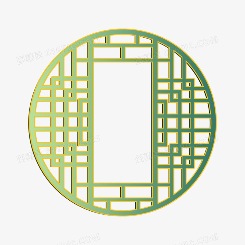 手绘绿色国风边框免抠元素