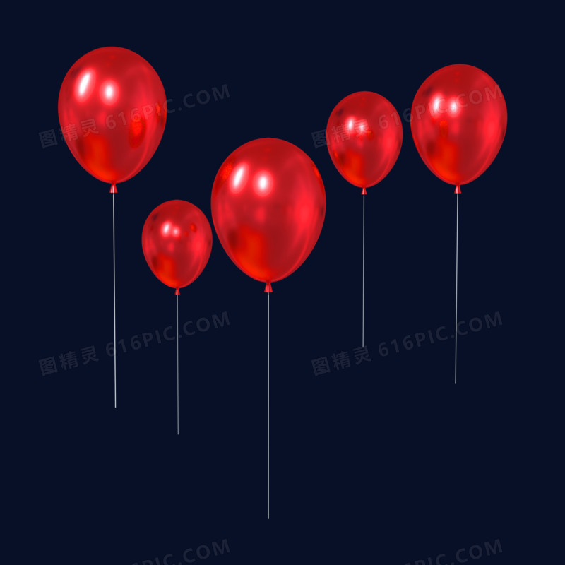 C4D红色质感气球元素