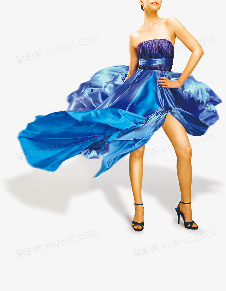 穿蓝色裙子商业形象的女人