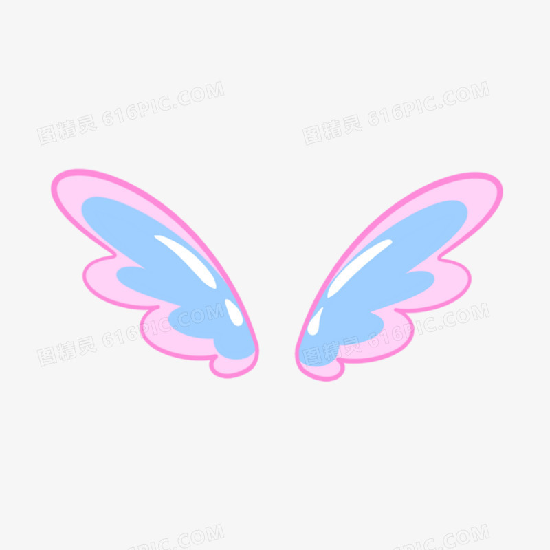 手绘卡通可爱粉色翅膀素材