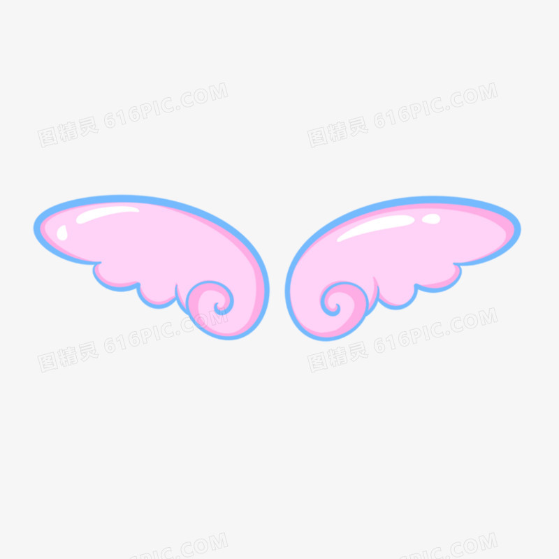手绘卡通可爱粉色翅膀元素