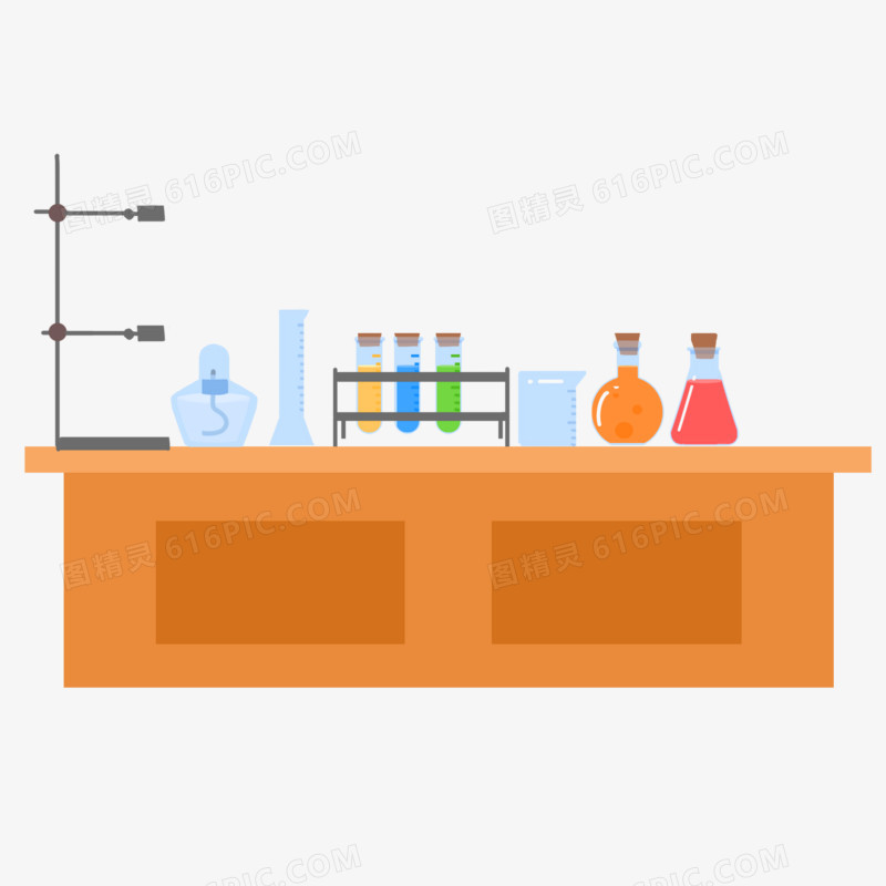 卡通扁平风科学实验器材元素