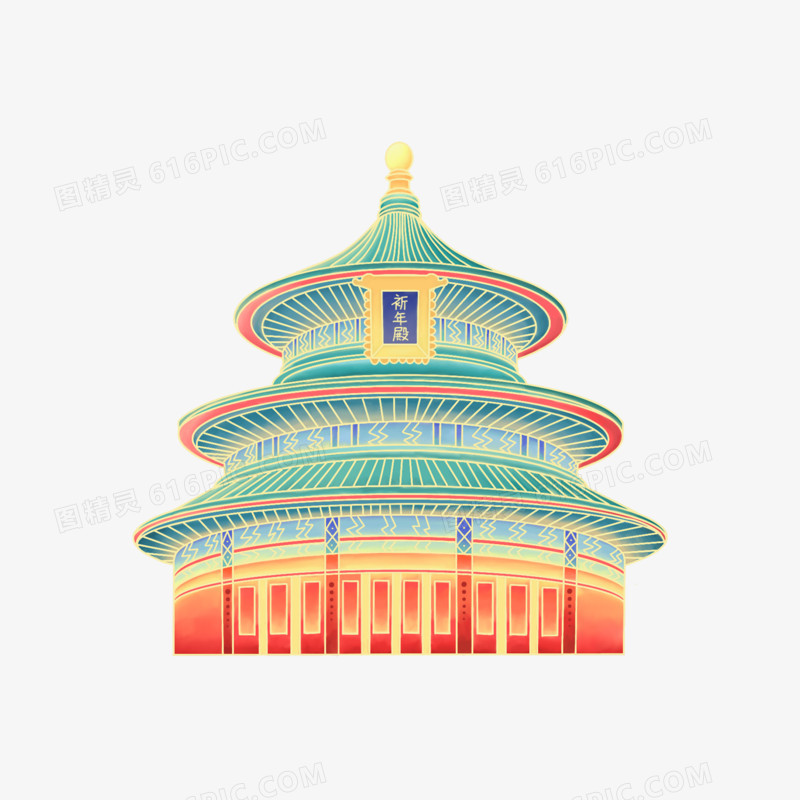 国潮城市地标建筑北京祈年殿素材