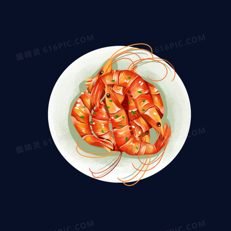 手绘美食红烧虾素材