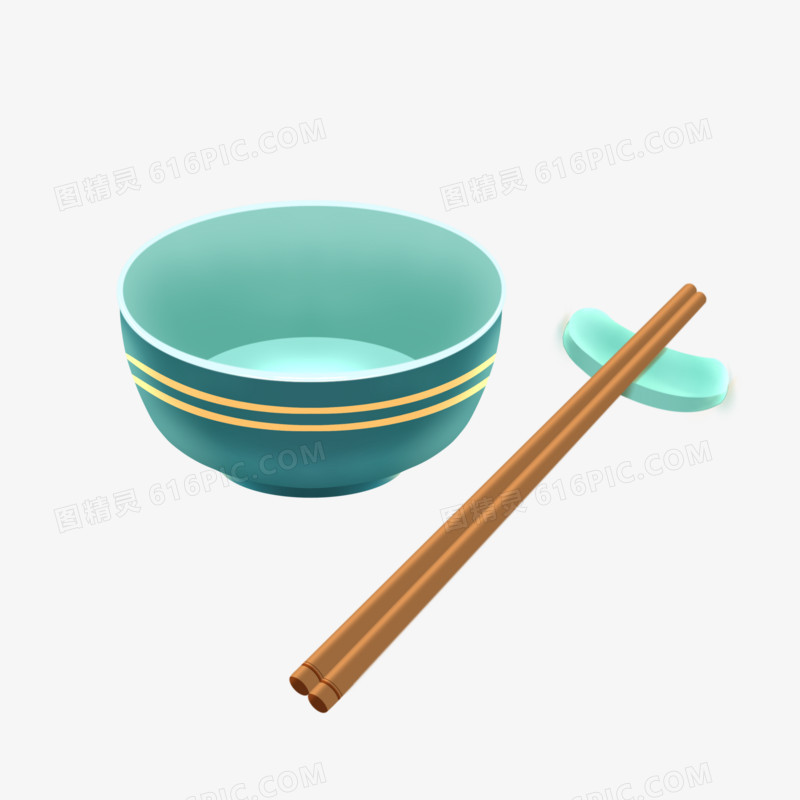 手绘中式碗筷元素