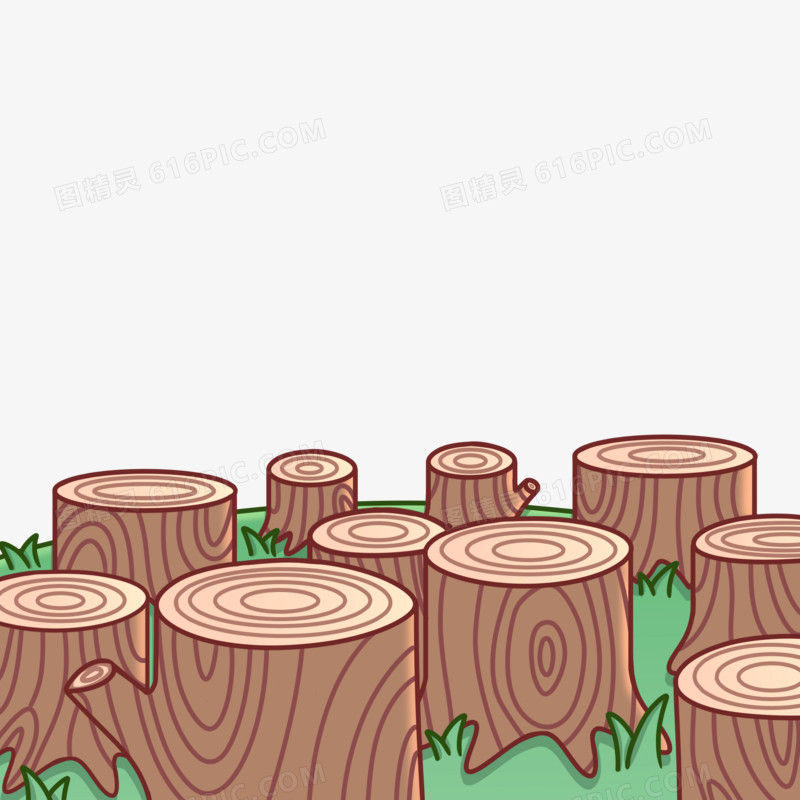 手绘砍伐树木现状元素