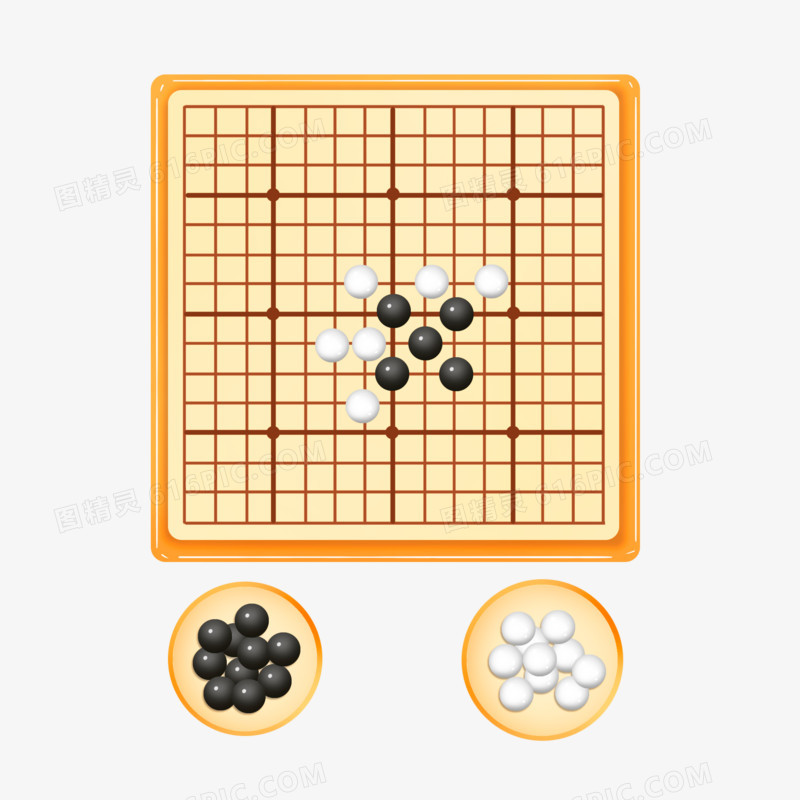 手绘黑白棋棋盘免抠元素