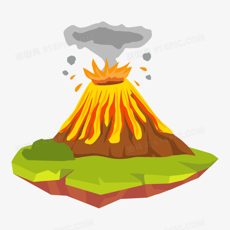 卡通矢量自然灾害火山喷发素材