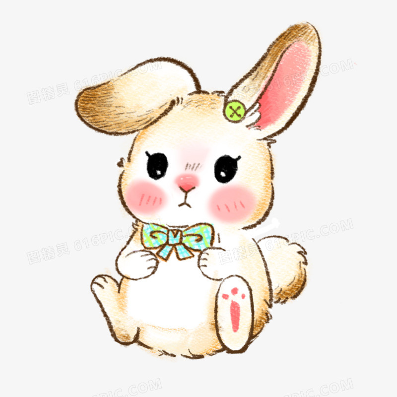 卡通手绘免抠可爱的兔子