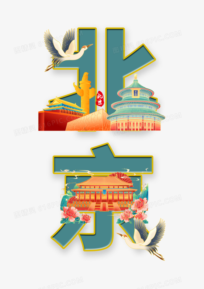 国潮风创意北京艺术字设计