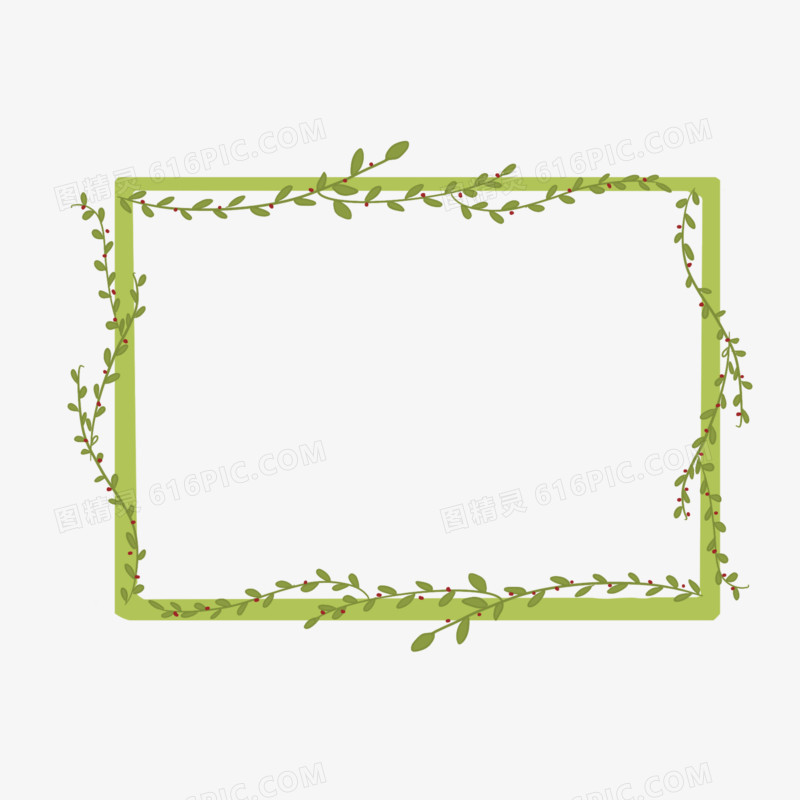 手绘小清新绿色植物叶子手帐边框素材