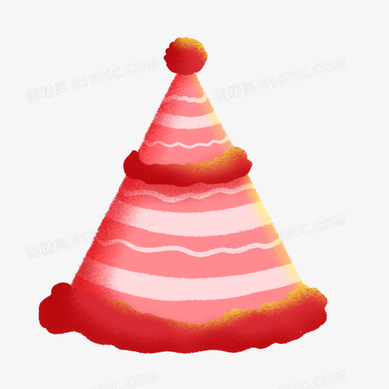卡通手绘可爱红色生日帽元素