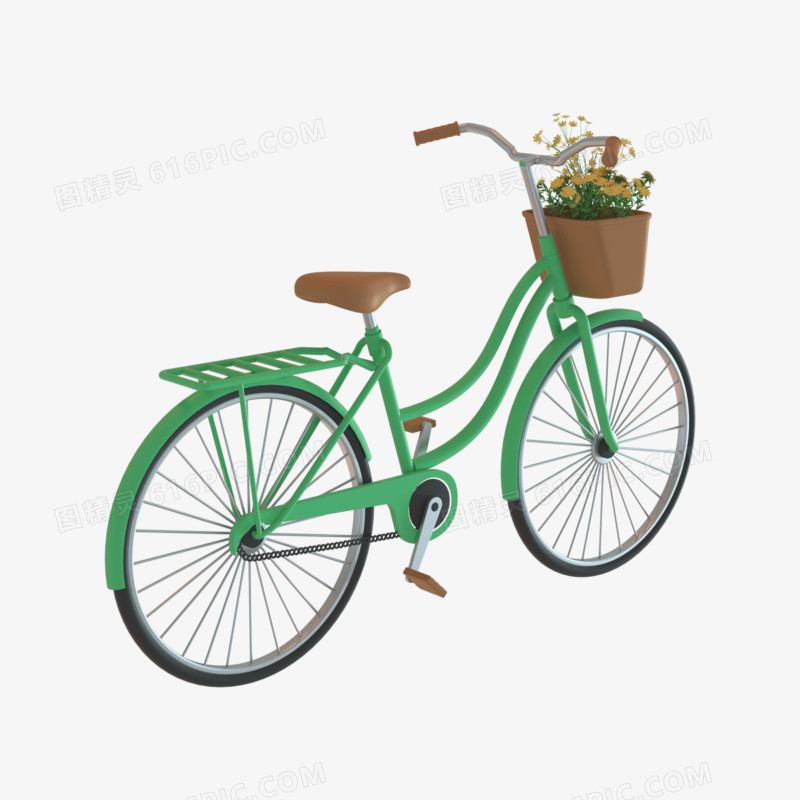 C4D绿色自行车元素