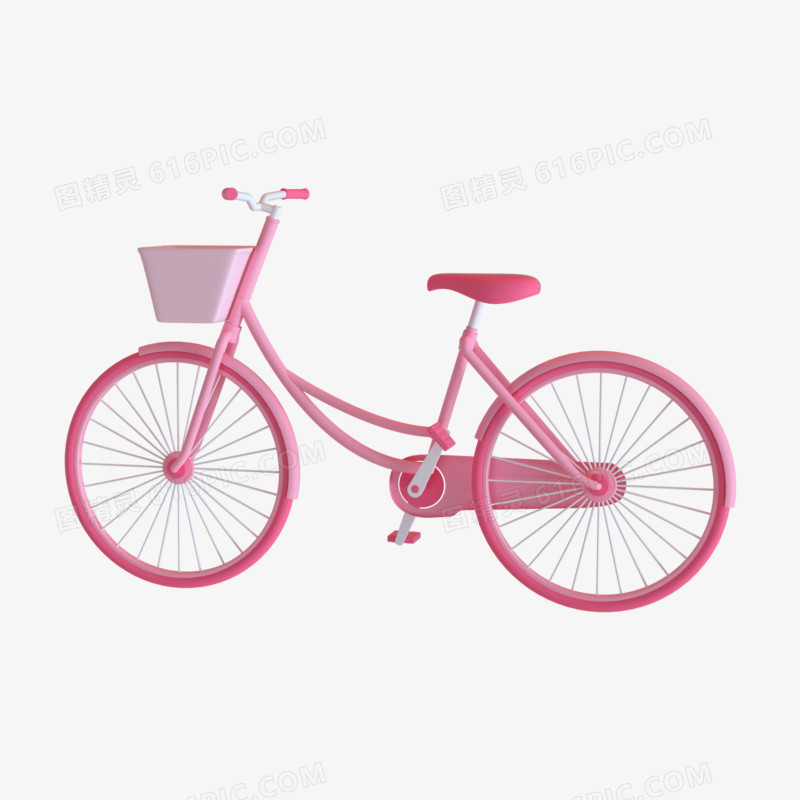 C4D粉色自行车元素