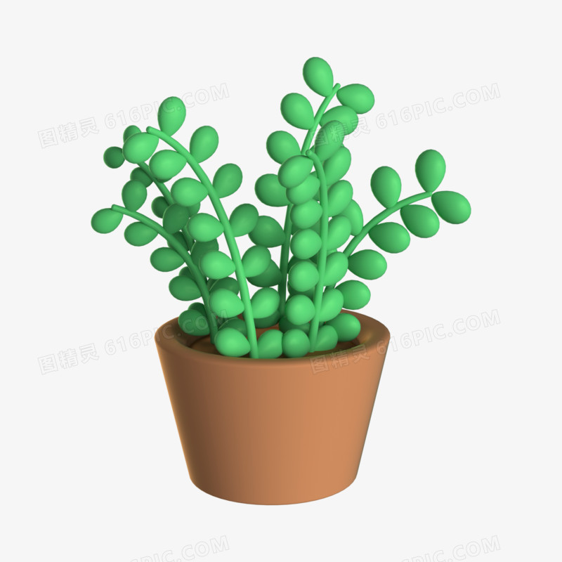 C4D绿色盆栽植物元素
