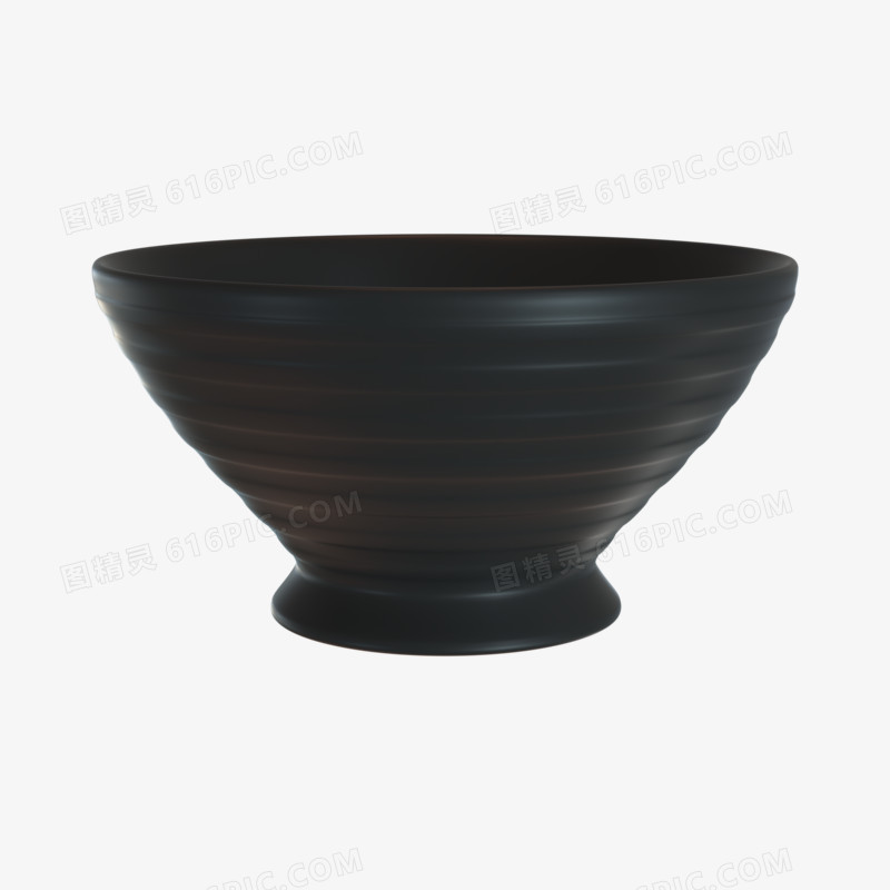 黑色C4D汤碗元素