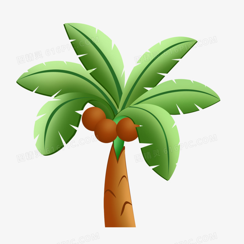 卡通手绘立体椰子树免抠元素