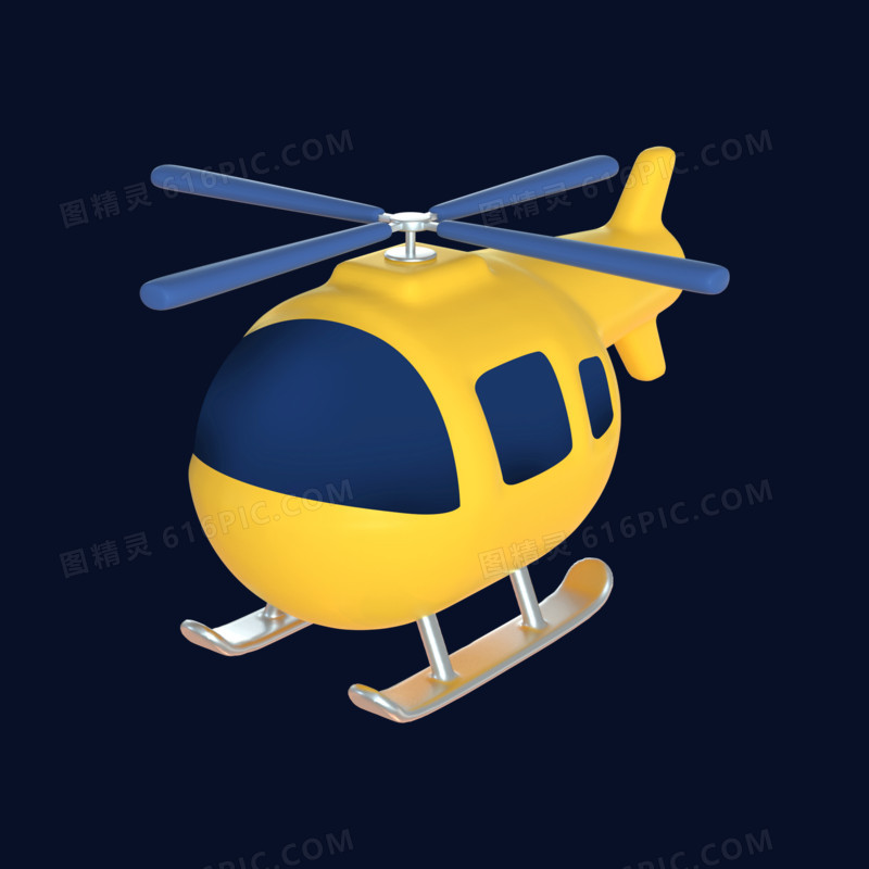 黄色C4D交通工具直升机元素