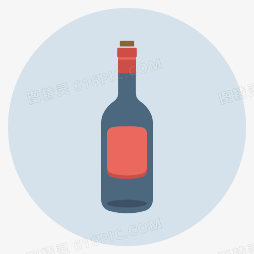 酒瓶喝空酒平面设计图标（设置1）