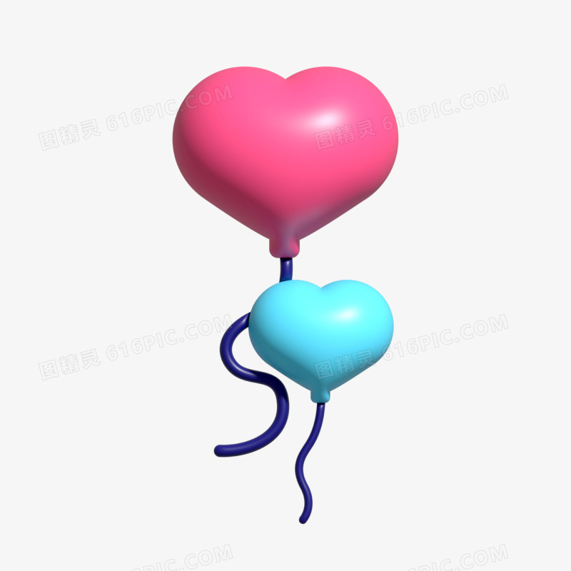 卡通膨胀风小清新爱心气球装饰素材