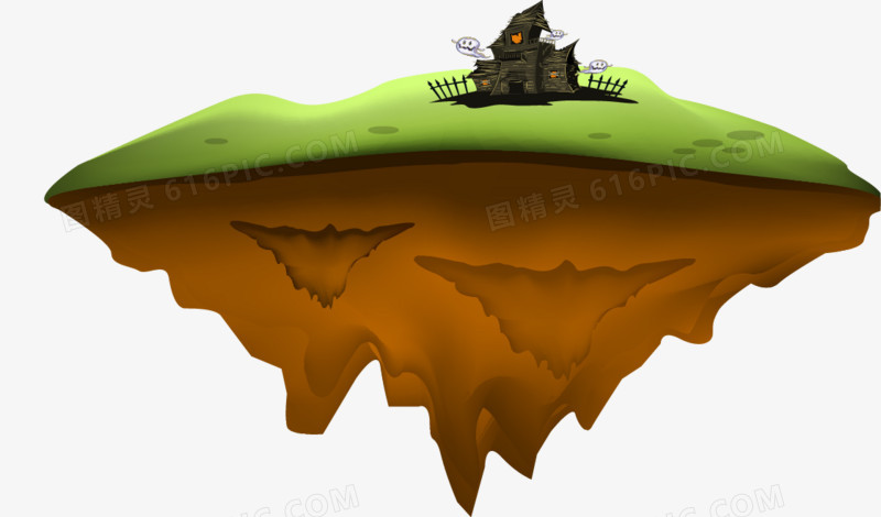 漂浮的悬崖和黑色房子