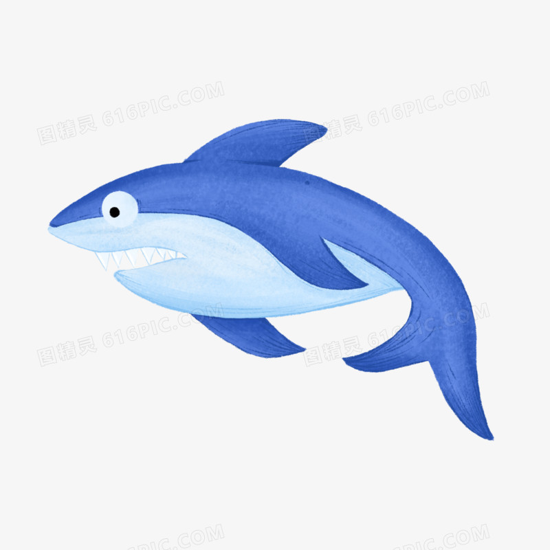 卡通手绘海洋生物鲨鱼素材