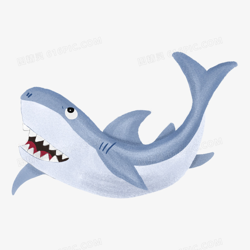 卡通手绘插画风鲨鱼素材