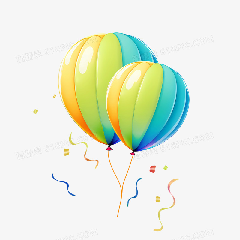 手绘插画风立体写实一束气球素材