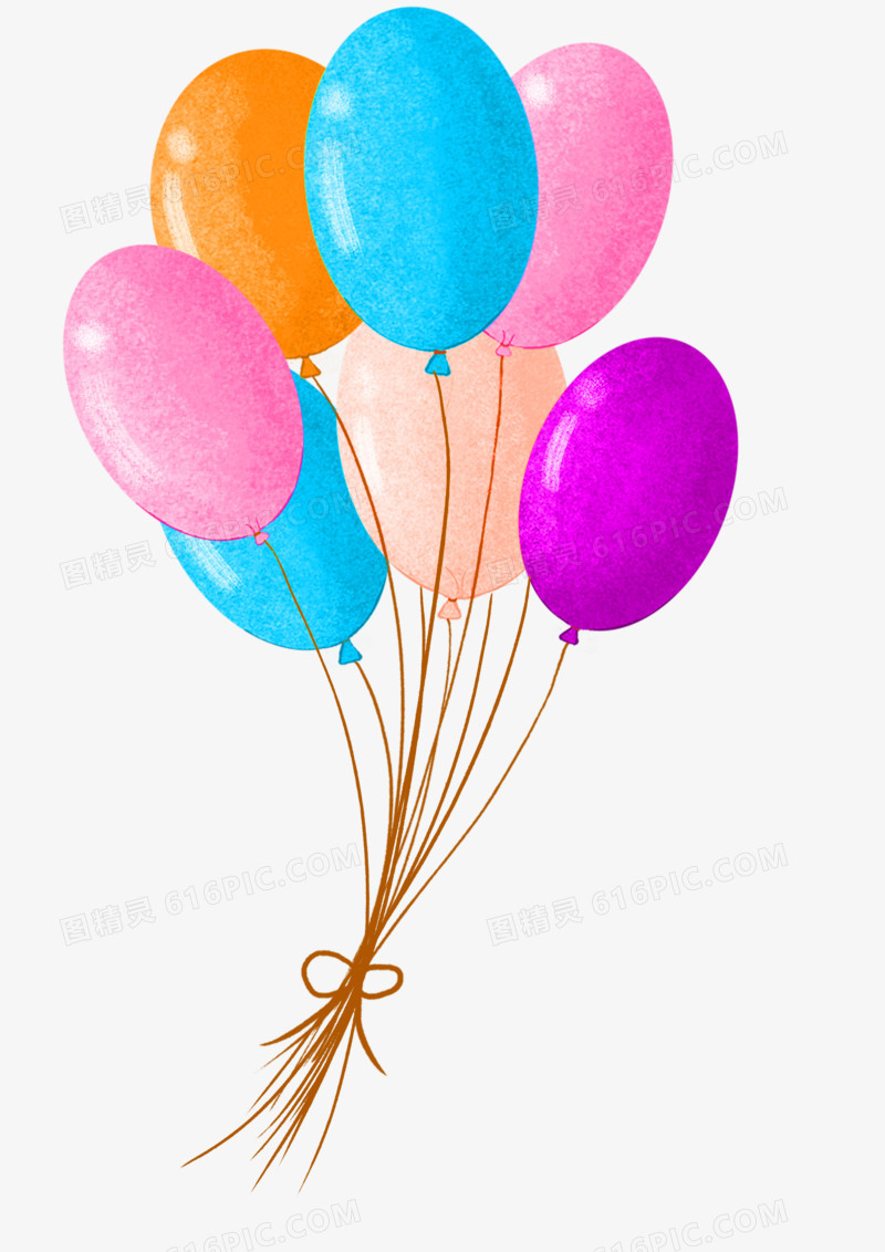 卡通手绘插画风一簇气球元素