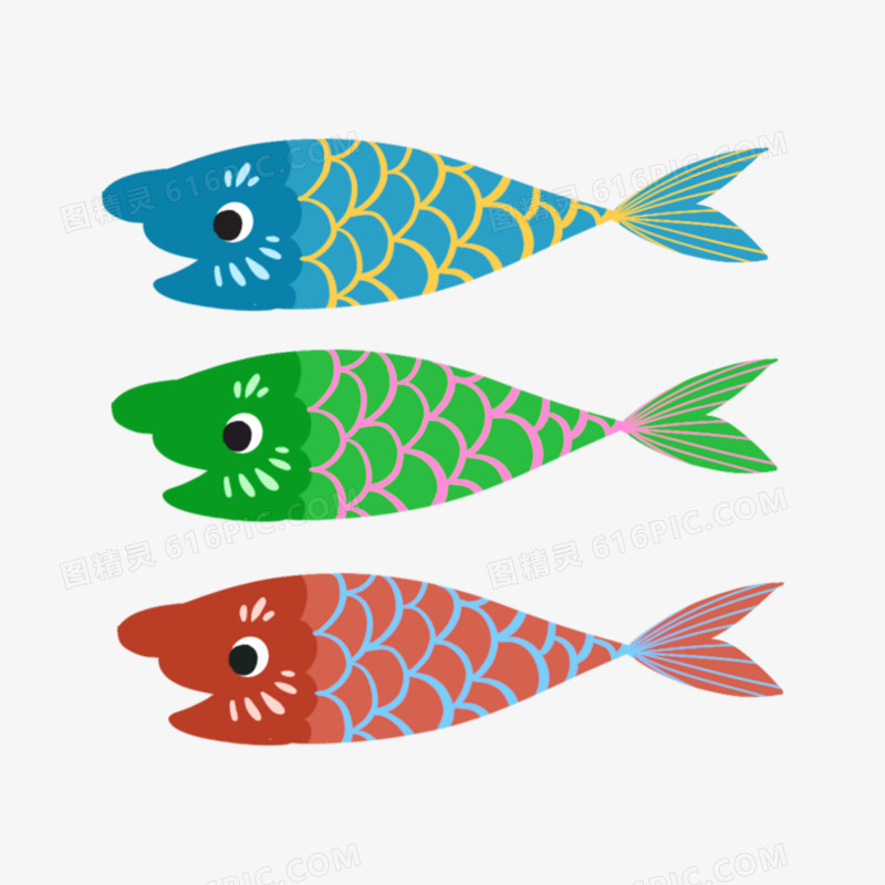 一组卡通日本代表性合集之鱼旗元素