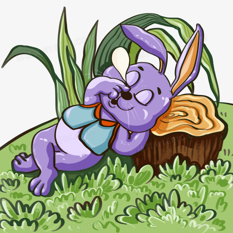 卡通龟兔赛跑爱睡觉的兔子免抠插画元素