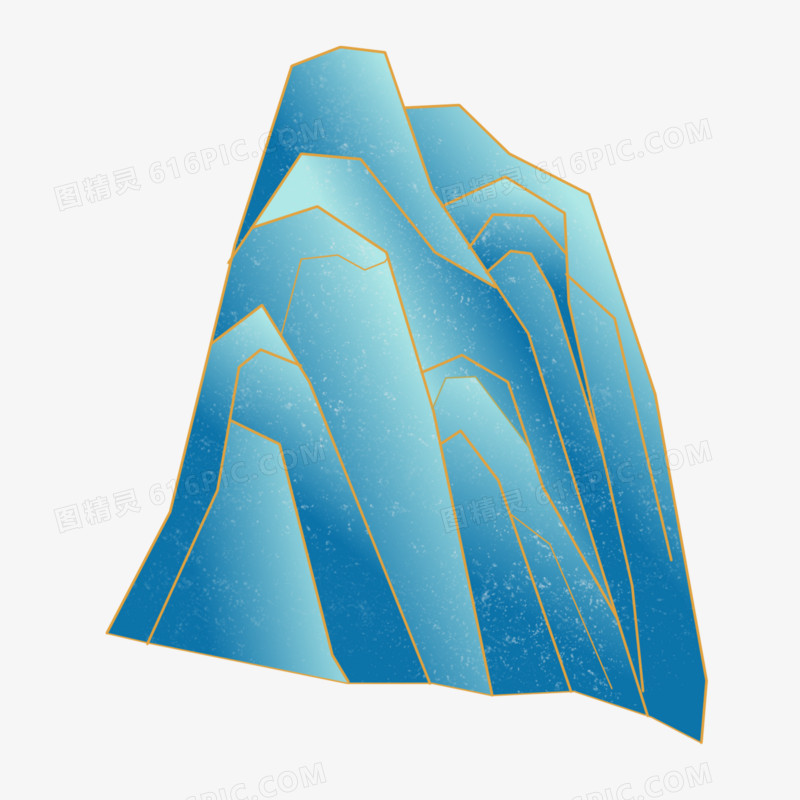 一组手绘青山山峰元素套图系列四素材