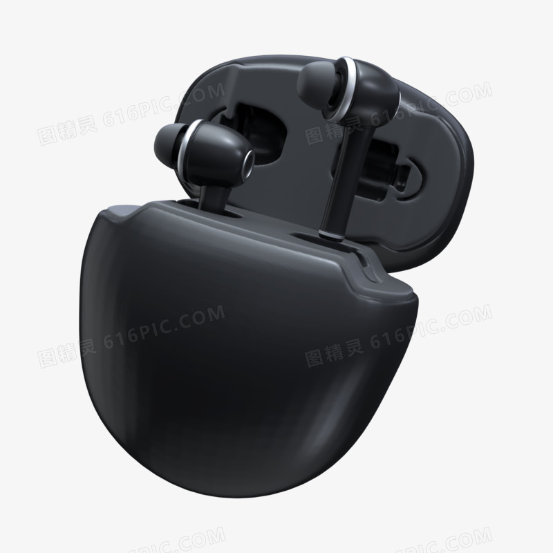 C4D黑色立体质感蓝牙耳机3D元素