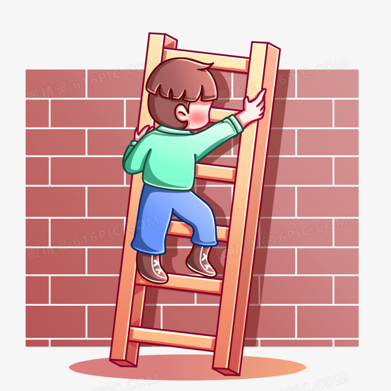 卡通创意儿童爬梯子场景素材