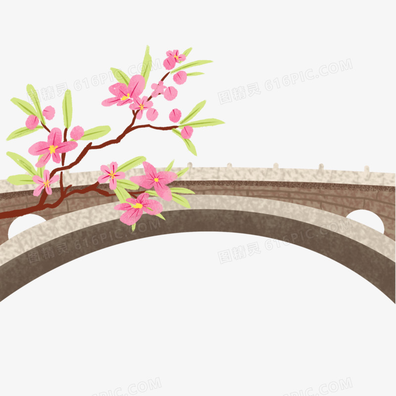 卡通手绘水彩赵州桥元素