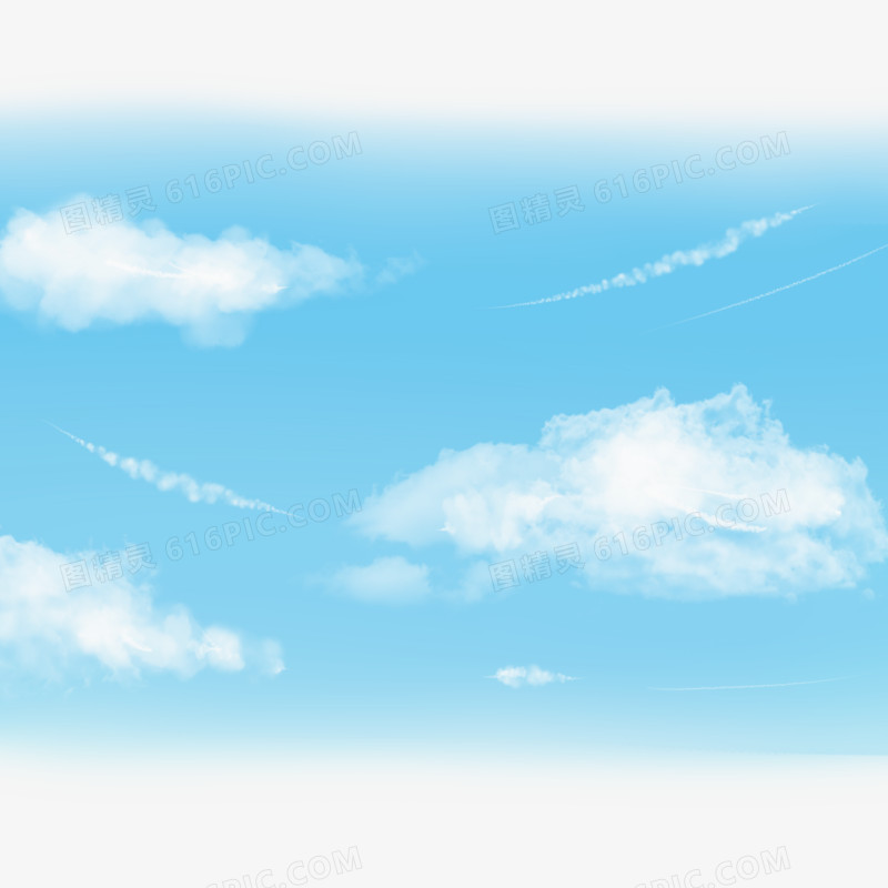 手绘蓝天白云元素
