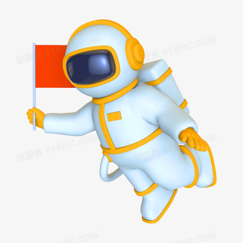 一组C4D卡通太空人航空人漫步系列三元素