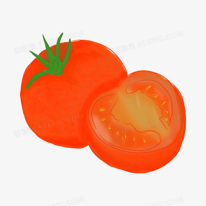 一组多种蔬菜插画元素套图之番茄素材