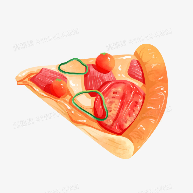 手绘美食一块披萨元素