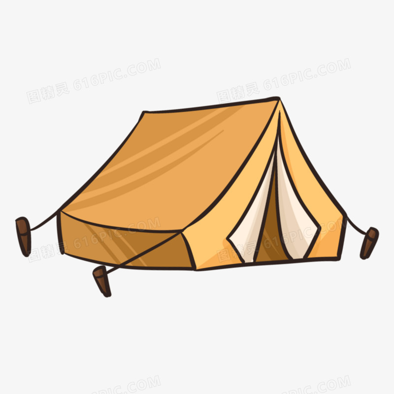 一组描边风卡通露营装备合集之帐篷元素