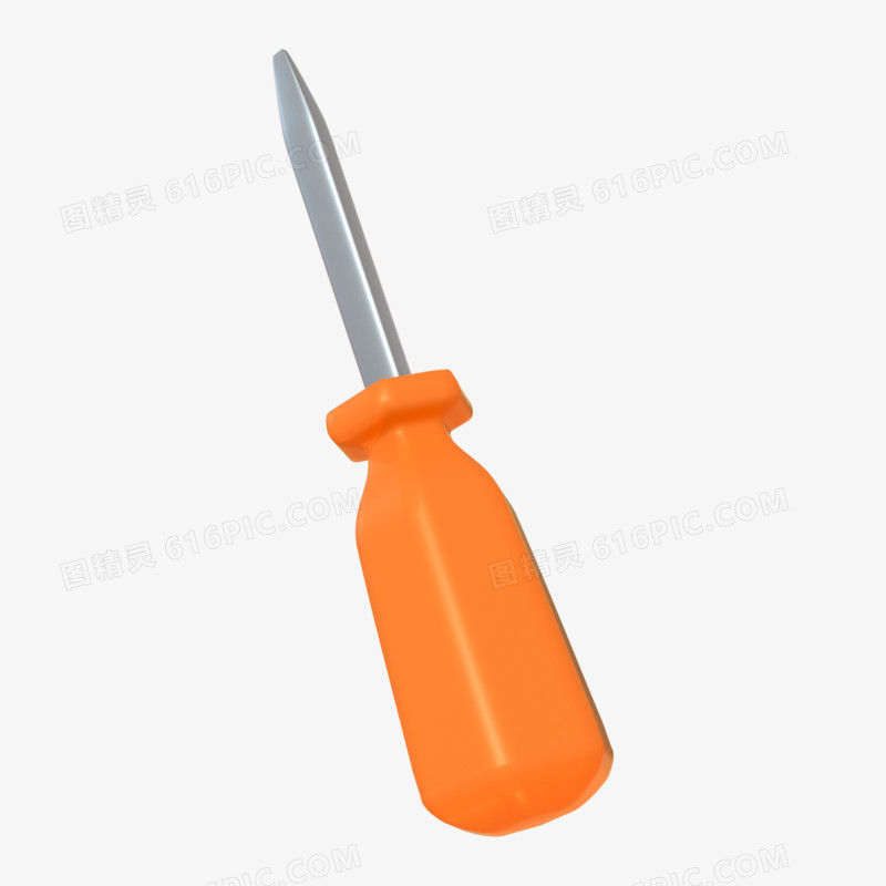 C4D橘红色工具螺丝刀3d元素