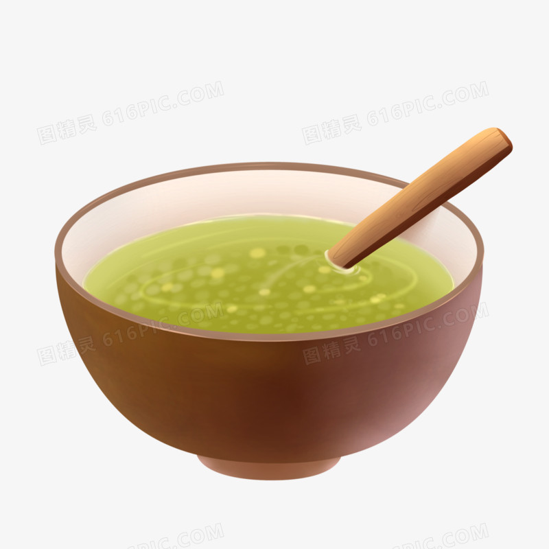 手绘夏日解暑一碗绿豆汤元素